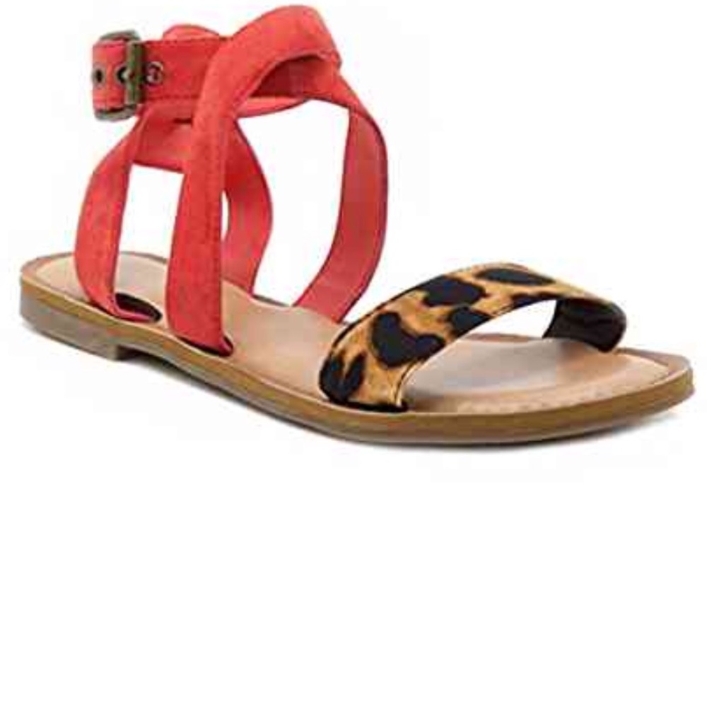 NWT Rampage Tera Banded Flat Sandal in Coral
